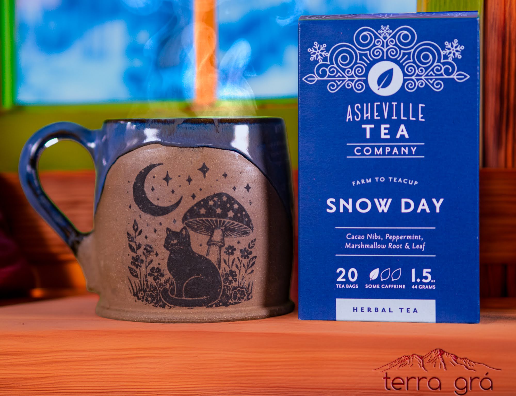 A mug arranged for a branded product photograph
