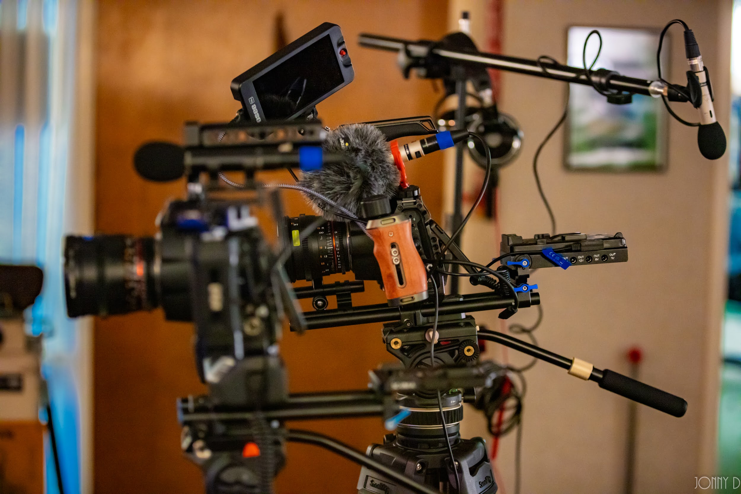 Camera rig photographed with shallow depth of field